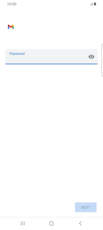 Press the field below 'Password' and key in the password for your email account. Press the field below 'Password' and key in the password for your email account.