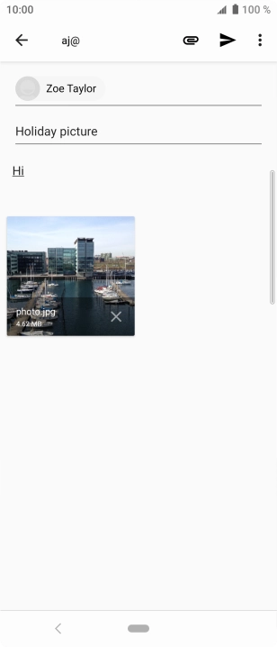 Press the send icon when you've finished your email.