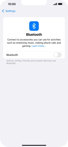 Press the indicator next to 'Bluetooth' to turn on the function.