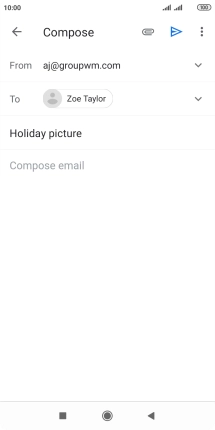 Press the text input field and write the text for your email.