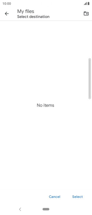 To create a new folder, press the new folder icon and follow the instructions on the screen to create a new folder.