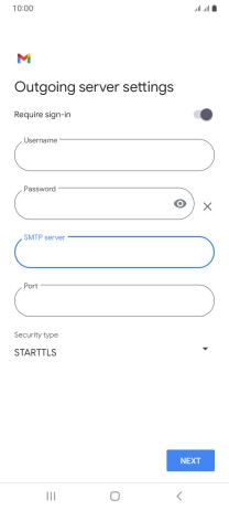 Press the field below 'Port' and key in 25.
