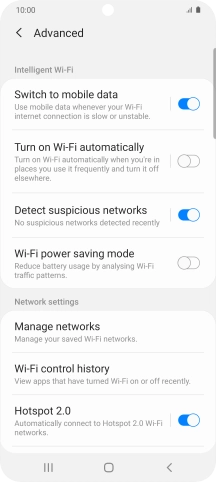 Press the indicator next to 'Switch to mobile data' to turn the function on or off.