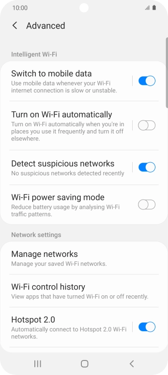 Press the indicator next to 'Switch to mobile data' to turn the function on or off.