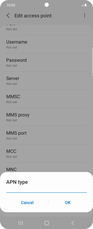 Key in default and press OK.