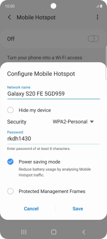 Press the field below 'Network name' and key in the required name.