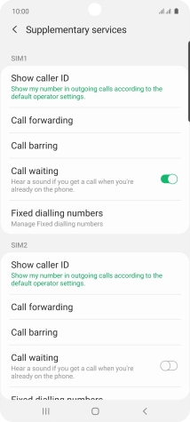 Press Call forwarding below the required SIM.