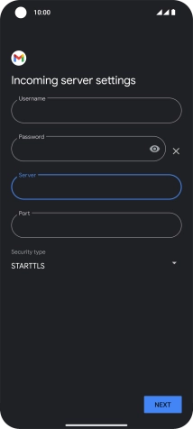 Press the field below 'Port' and key in 143.