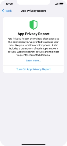 Press Turn On App Privacy Report to turn on the function.