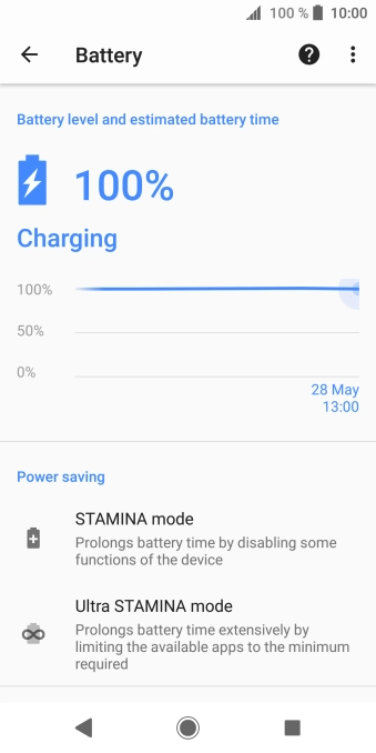 Press the required setting and follow the instructions on the screen to select the required low power mode.
