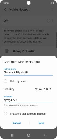 Press the field below 'Network name' and key in the required name.
