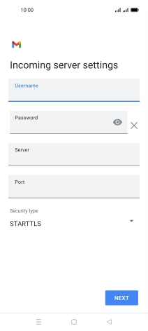 Press the field below 'Server' and key in the name of your email provider's incoming server.