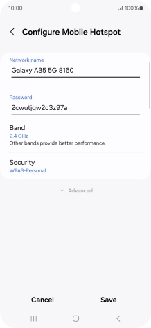 Press the field below 'Password' and key in the required password.