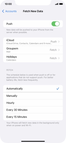 Press the indicator next to 'Push' to turn the function on or off.