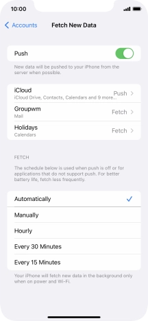 Press the indicator next to 'Push' to turn the function on or off.