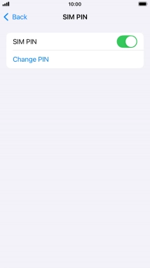 Press the indicator next to 'SIM PIN' to turn the function on or off.
