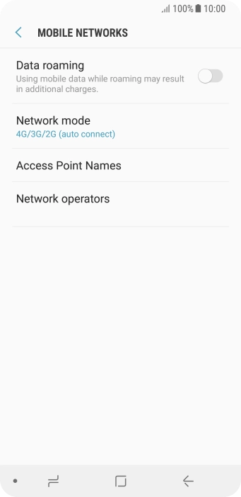 Press the indicator next to 'Data roaming' to turn the function on or off.