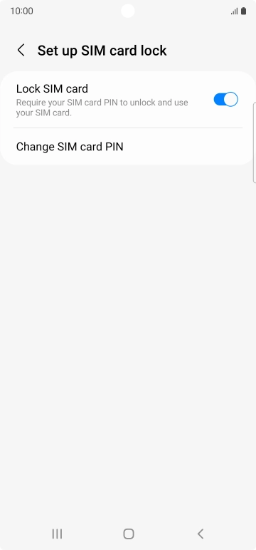 Press the indicator next to 'Lock SIM card' to turn the function on or off.