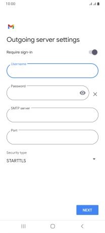 Press the field below 'Password' and key in the password of your email provider's outgoing server.