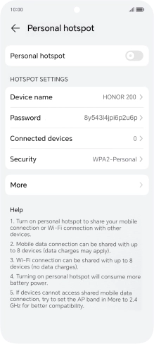 Press Device name and key in the required name for the WiFi hotspot.