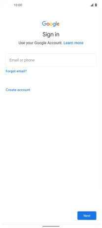 If you don't have a Google account, press Create account and follow the instructions on the screen to create an account.
