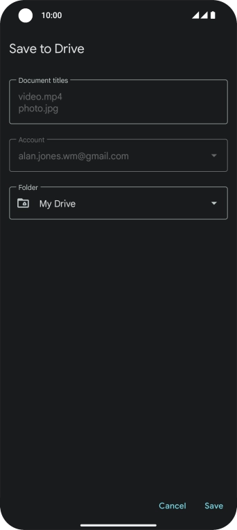 Press the field below 'Folder' and go to the required folder.