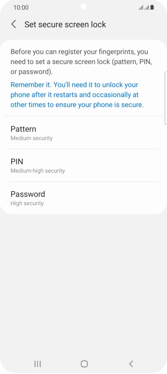 Press the required phone lock code and follow the instructions on the screen to create an additional phone lock code.
