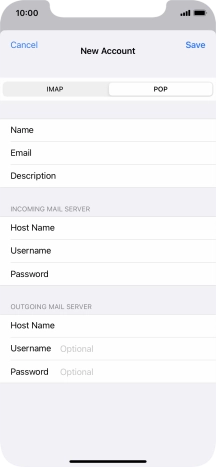 Press Username and key in the username for your email account.