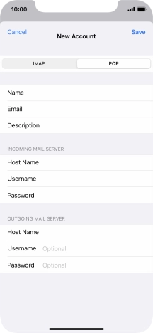 Press Username and key in the username for your email account.