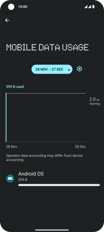 The data usage for each application is displayed below the name of the application.