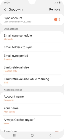 Press the indicator next to 'Sync account' to turn on the function.
