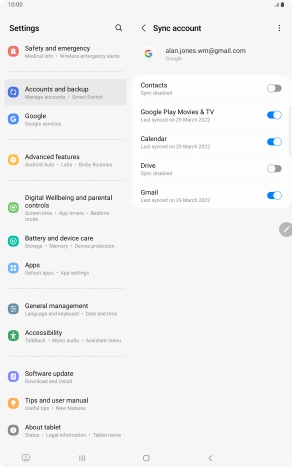 Press the indicator next to 'Contacts' to turn on the function.