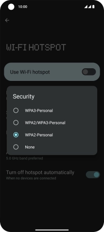Press WPA3-Personal to password protect your WiFi hotspot.