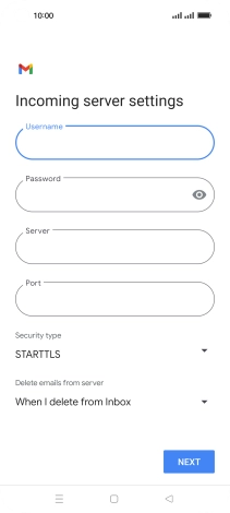 Press the field below 'Server' and key in the name of your email provider's incoming server.