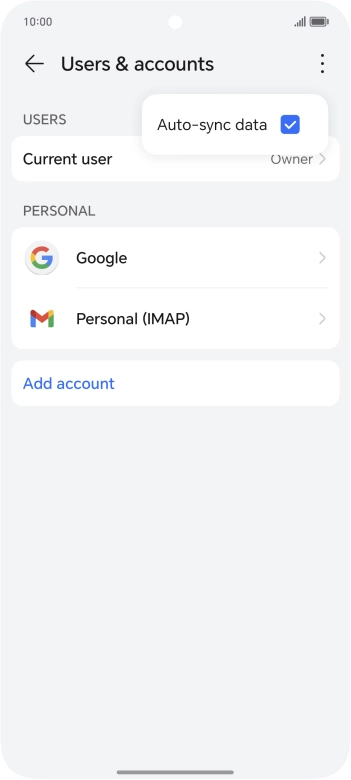 Press Auto-sync data to turn the function on or off.