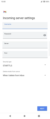 Press the field below 'Server' and key in the name of your email provider's incoming server.