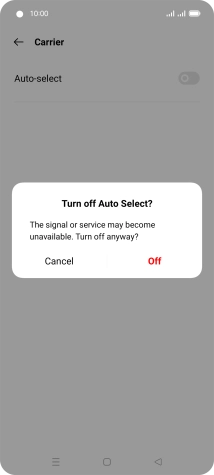 Press Off to turn off the function and wait while your phone searches for networks.