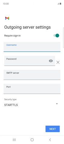 Press the field below 'Password' and key in the password of your email provider's outgoing server.