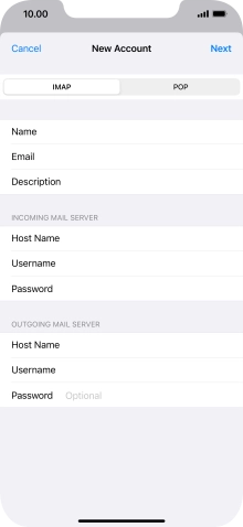 Press Password and key in the password for your email account.