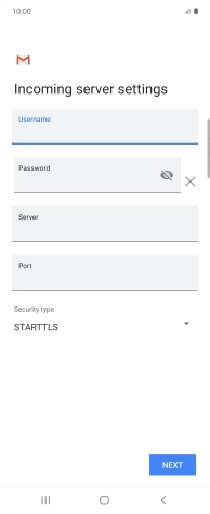 Press the field below 'Server' and key in the name of your email provider's incoming server.