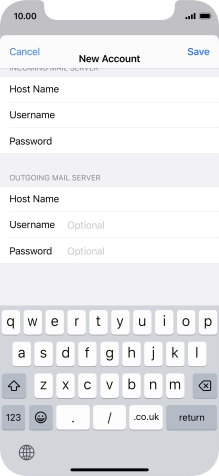 Press Username and key in the username for your email account.