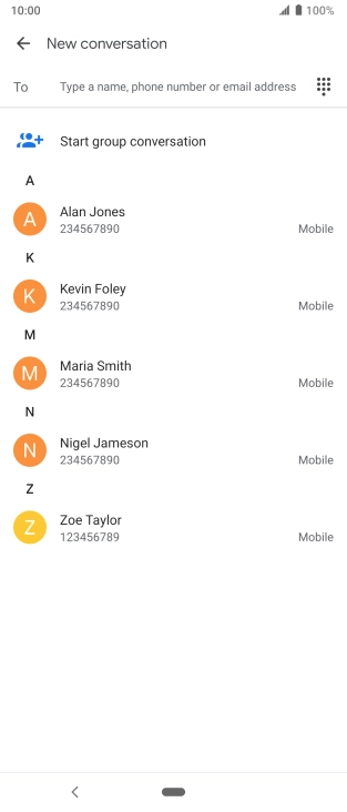 Press the field next to 'To' and key in the first letters of the recipient's name. Press the field next to 'To' and key in the first letters of the recipient's name.