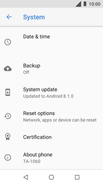Press System update. If a new software version is available, it's displayed. Follow the instructions on the screen to update the phone software.