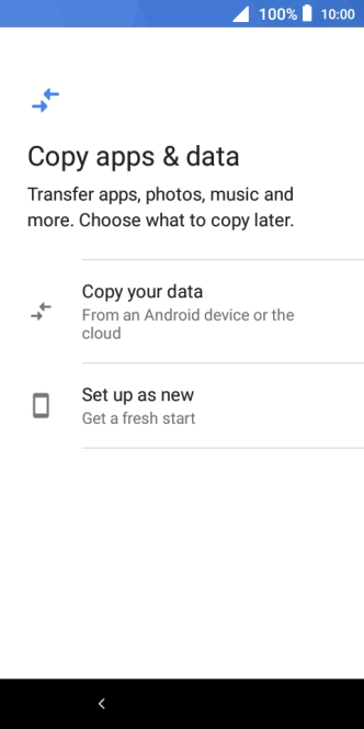 You can transfer the contents of another phone to your phone when it's activated for the first time and after a factory reset. When this screen is displayed, your phone is ready to transfer content from another phone.