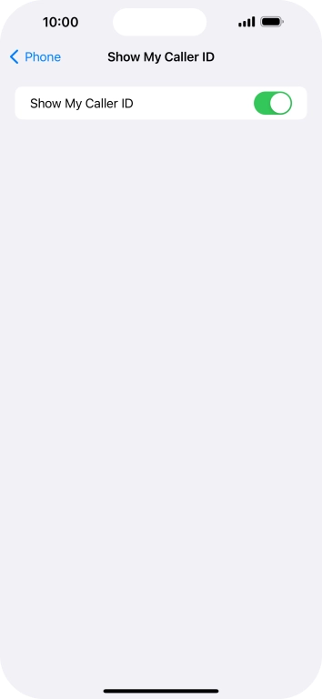 Press the indicator next to 'Show My Caller ID' to turn the function on or off.
