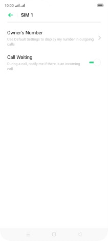 Press the indicator next to 'Call Waiting' to turn the function on or off.