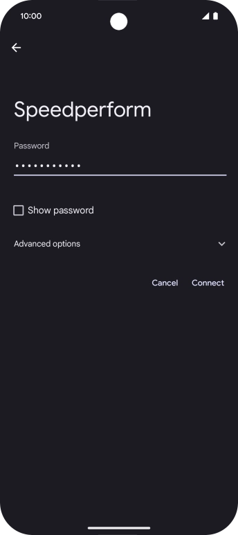 Key in the password for the WiFi network and press Connect.