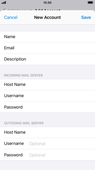 Press Username and key in the username for your email account.