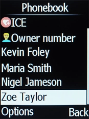 Highlight the required contact.