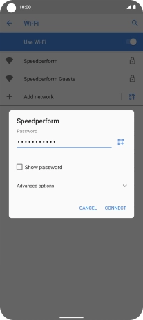 Key in the password for the WiFi network and press CONNECT.